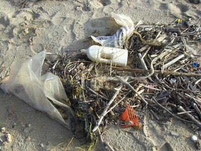 Thrown away environment plastic bag photo