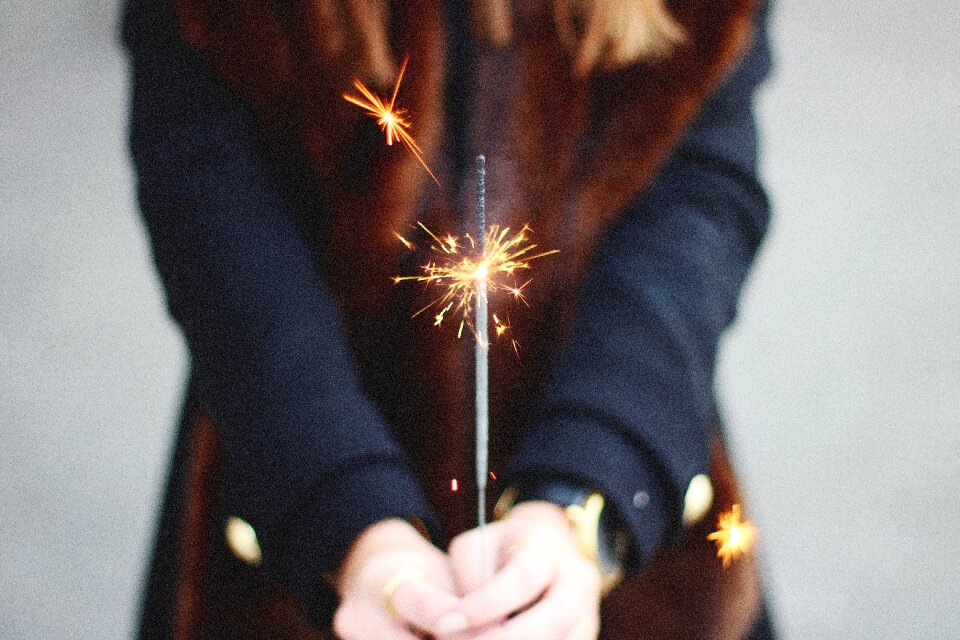 Macro person sparkler