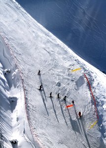 top view of people skating on snow photo