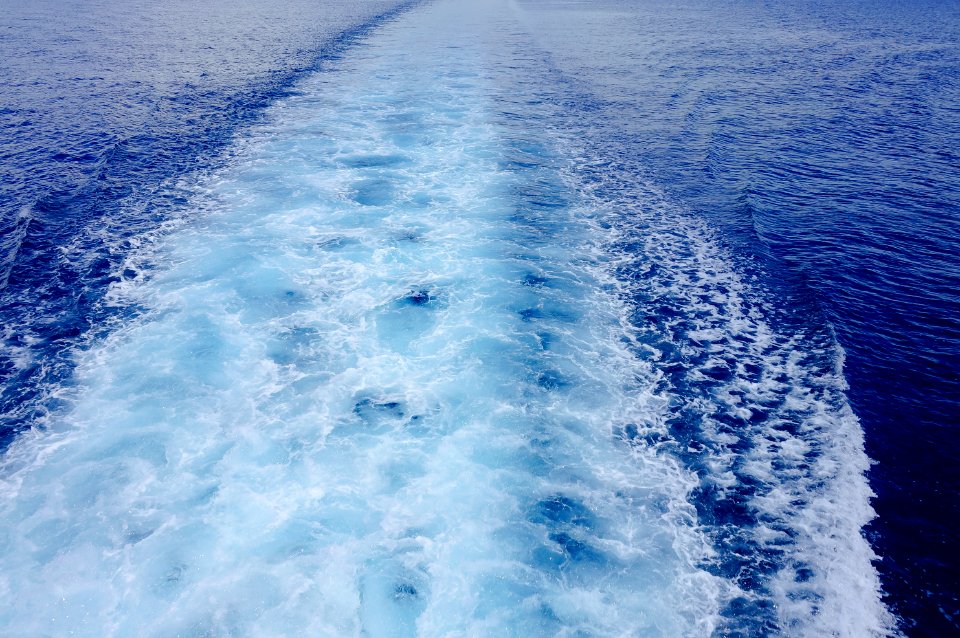 ship trail in sea