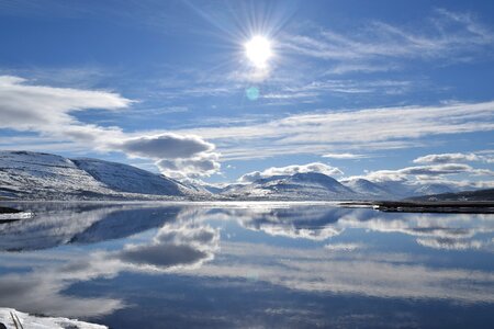 Ice landscape sun reflecting