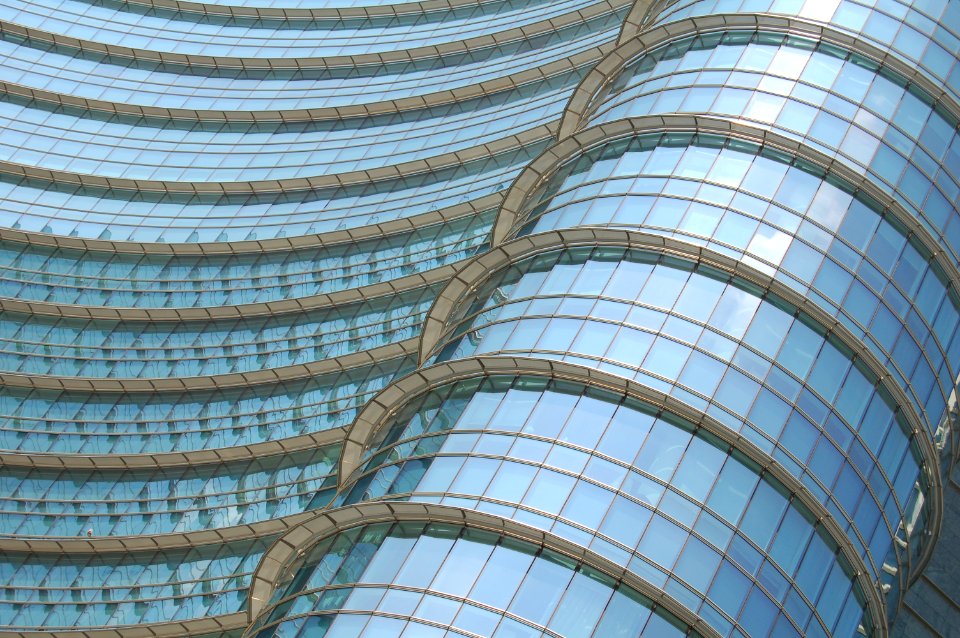 gray framed mirror curtain building