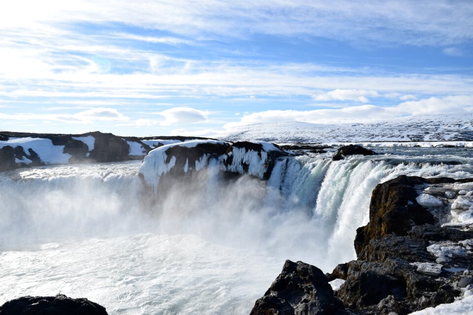 Beautiful inspiring blue waterfall