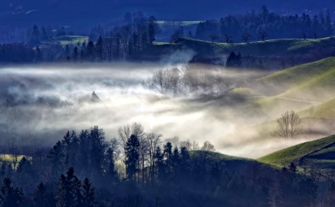 landscape photo of mountain covered with fog photo