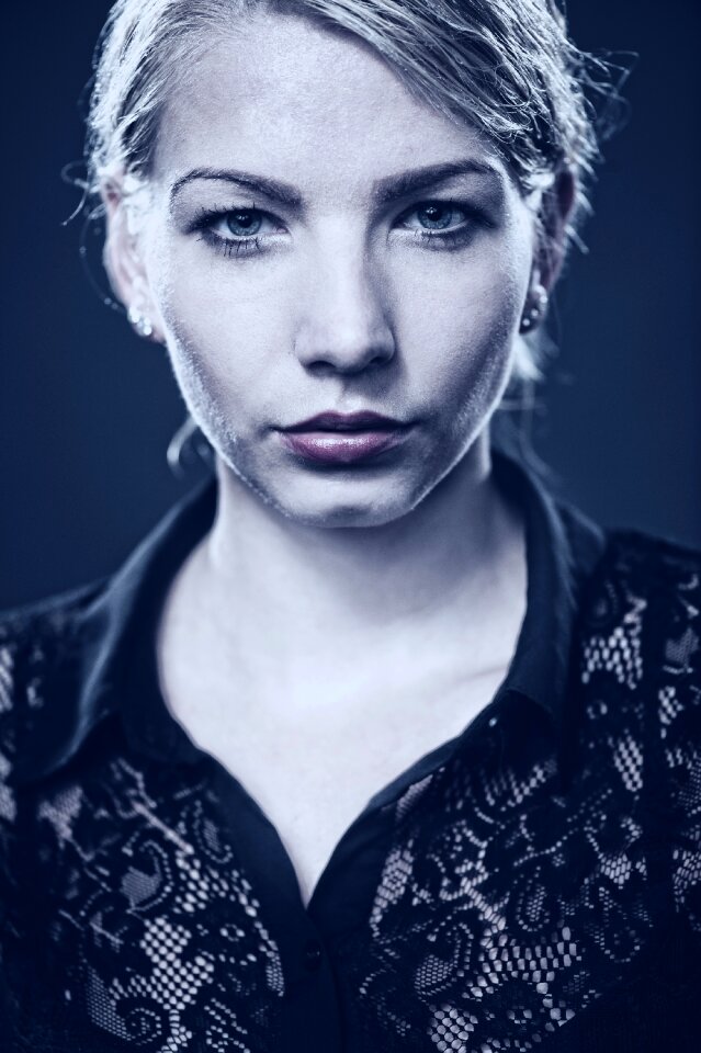 Young fierce blue portrait