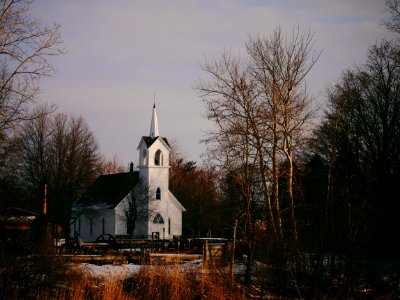 white church near trees at daytime photo