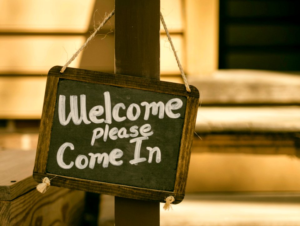 welcome signage on focus photography