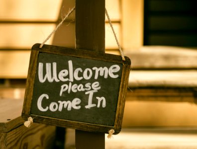 welcome signage on focus photography