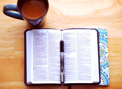 flat lay photography of bible photo