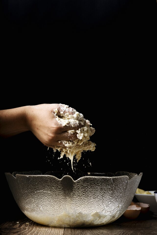 Close-up cooking dough