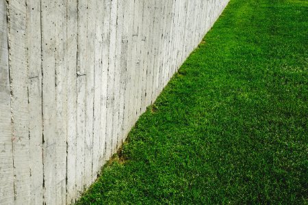 brown wooden fence on green lawn field photo
