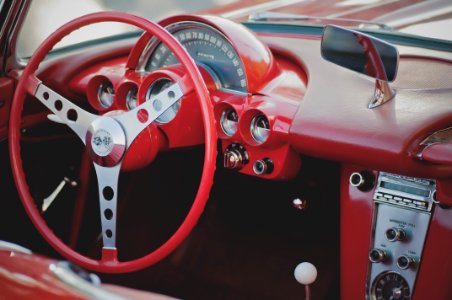 closeup photo of car steering wheel photo