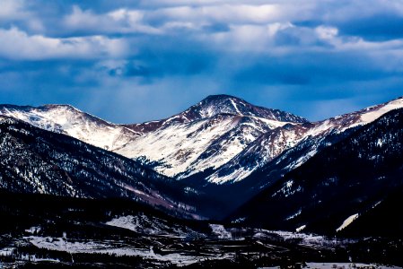 snow-covered mountain under clouded sky photo