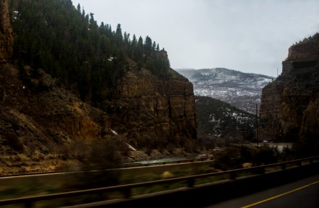road near rocky mountains photo