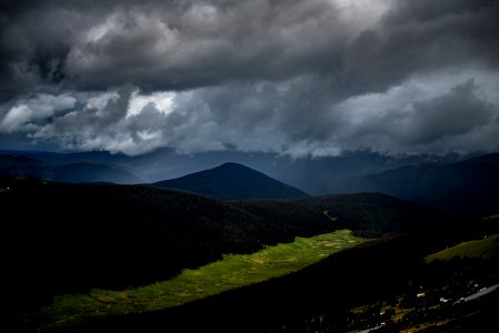 gray clouds on mountains photo