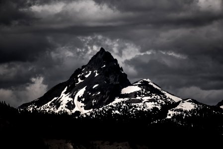 silhouette photo of mountain covered with snow photo