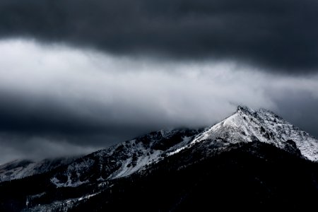 snow mountain with clouds photo