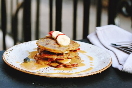 Food pancakes plate photo