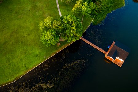 aerial photography of dock bridge photo