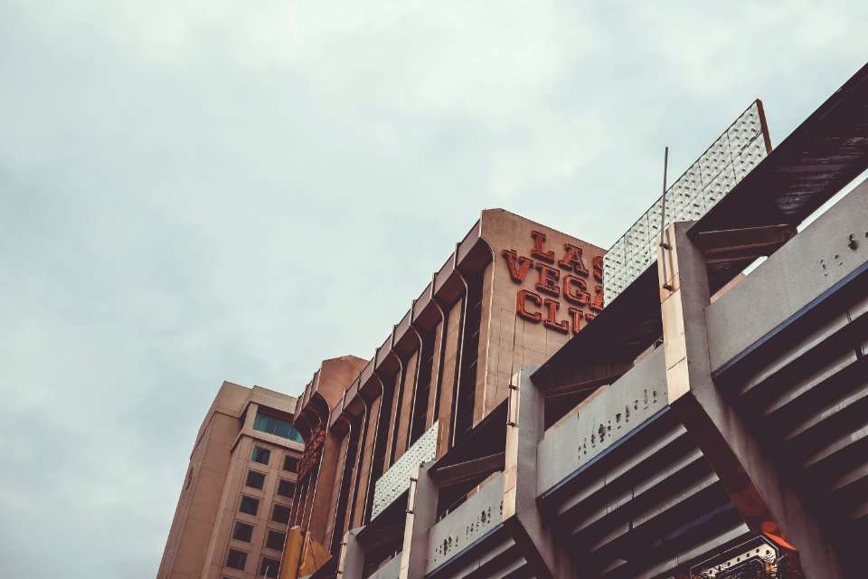 grey cloudy sky over Las Vegas Club building photo