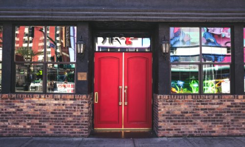 red wooden panel doors photo