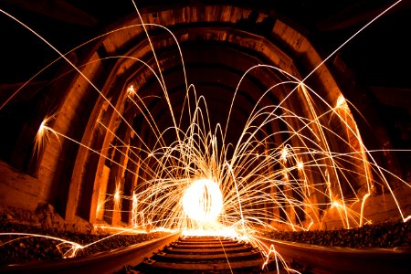 steel wool photography between concrete wall photo