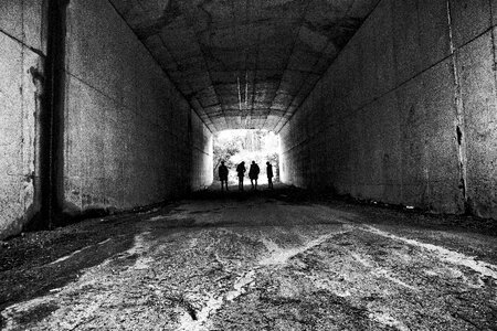 Tunnel grey people