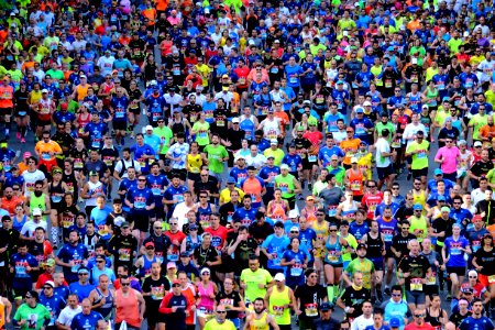 A large group of marathon participants. photo