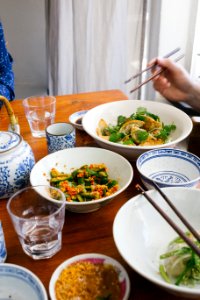 cooked food in bowls photo