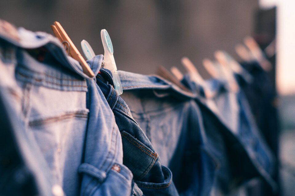 Clothes pin denim depth of field