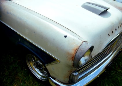 vintage white car on green grass during daytime photo