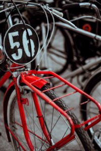 red bicycle with number 56