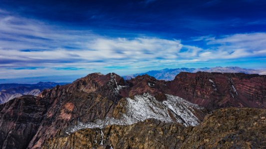 rock mountain under blue sky photo