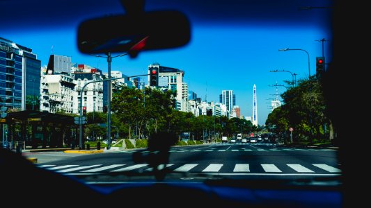 dashboard view of pedestrian crossing