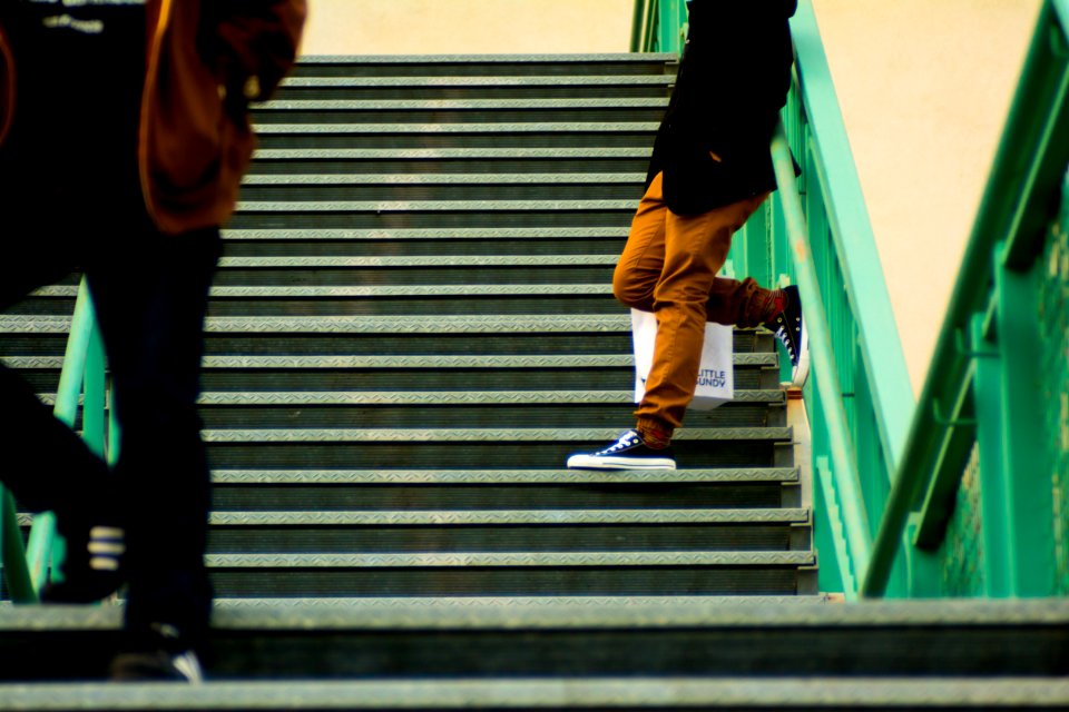 person standing on stairs