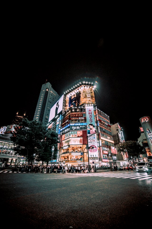people passing through the pedestrian lane during nighttime