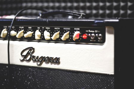 black and white Bugera guitar amplifier photo