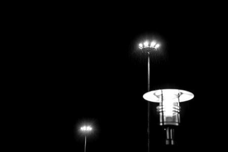Night, Rain, Lamp photo