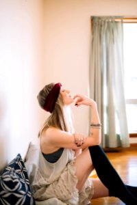 woman sitting on floor photo