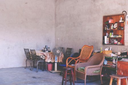 brown wooden stool chair photo