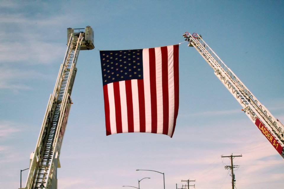 Blue sky, America, Flag