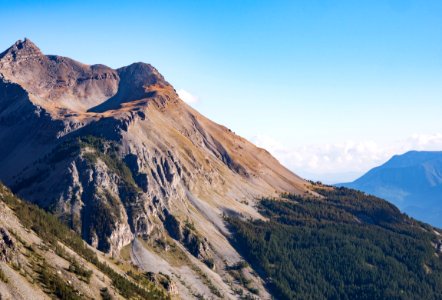 aerial shot of mountain peak photo