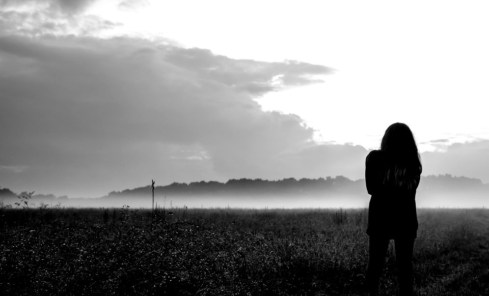 grayscale photo of woman