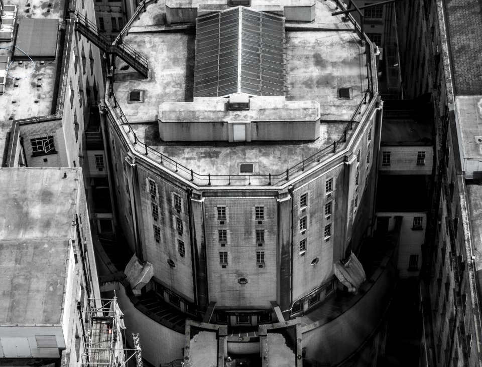 grayscale photo of building