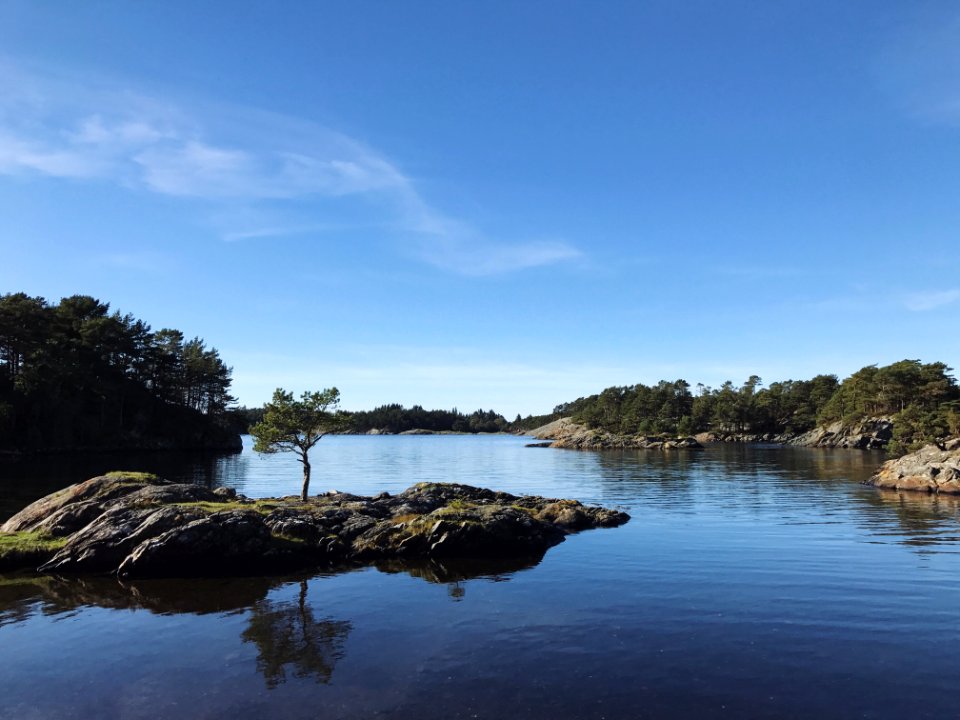 body of water under blue sky