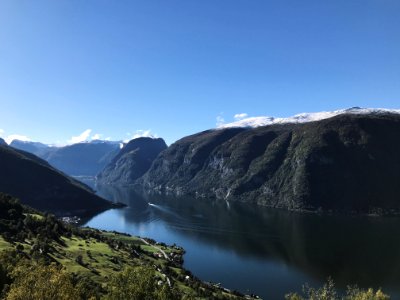 lake and mountain ranges photo