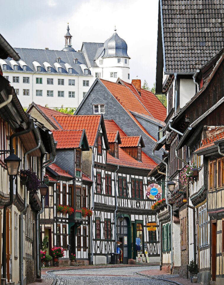 Stolberg in the harz village centre main road