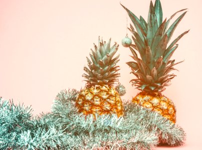 shallow focus photo of two yellow pineapple fruits photo