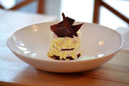 Plated dessert gourmet chocolate photo
