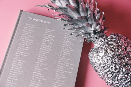 silver pineapple near The Unsplash Book photo